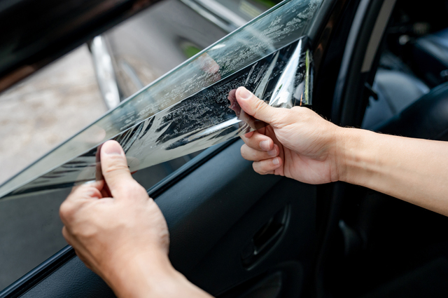Car side window film removal and tinting installation